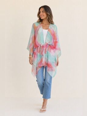 Juicy Couture Watercolor Kimono Duster Sheer Coverup NWT